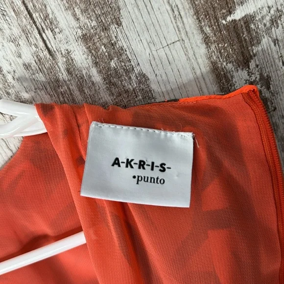 AKRIS PUNTO ORANGE FLARED HEM DRESS sz 10 - Picture 9 of 15